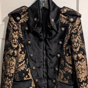 Angelino MAJESTY Gold Black Long Men's Blazer Suit Jacket Coat Size 38